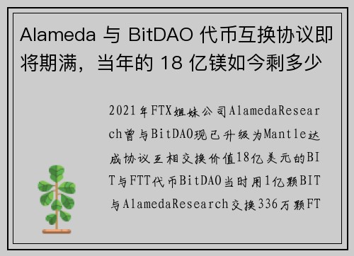 Alameda 与 BitDAO 代币互换协议即将期满，当年的 18 亿镁如今剩多少？